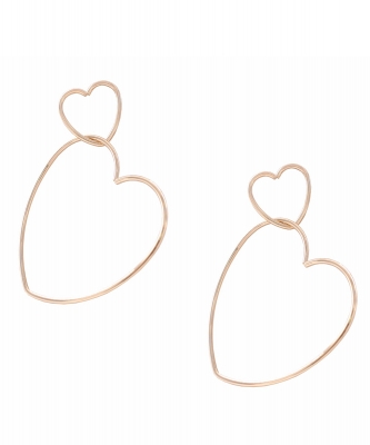 Double Heart Drop Earrings ES700076 GOLD